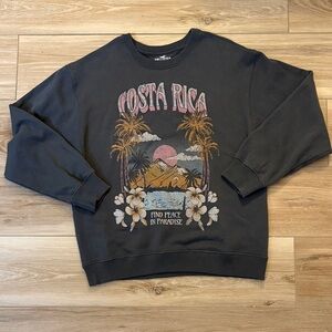 Hollister Black Costa Rica Graphic Crewneck